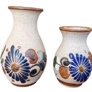 Set of 2 Mexican Tonala Stoneware Vases